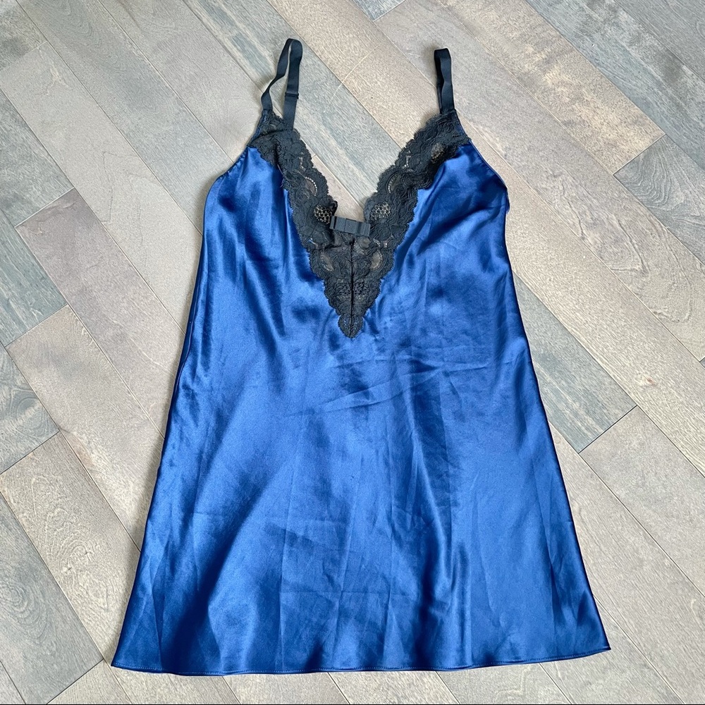 Blue and Black Lace Slip Victoria’s Secret